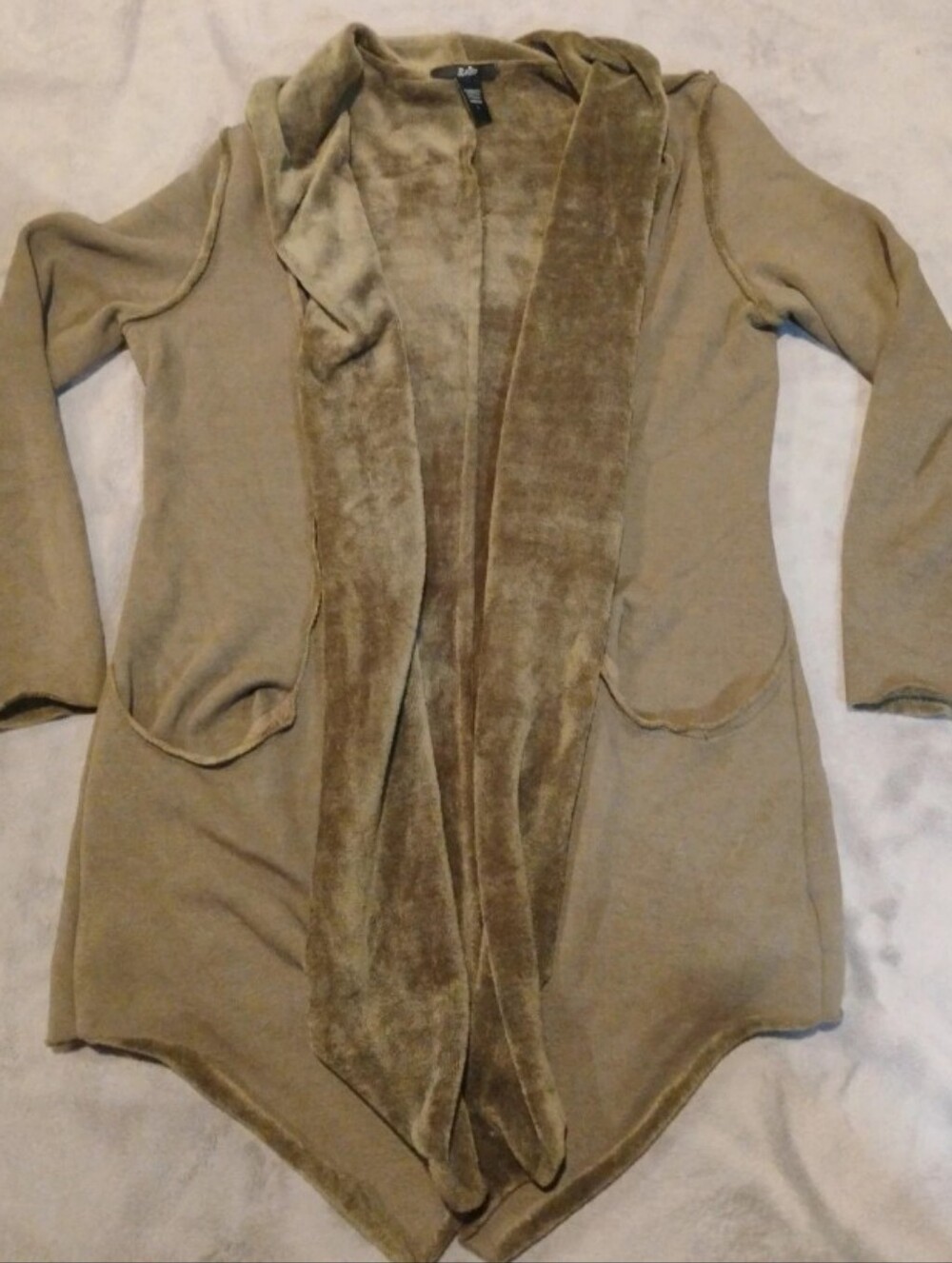 RAIN Open Front Collared Waterfall Cardigan - L